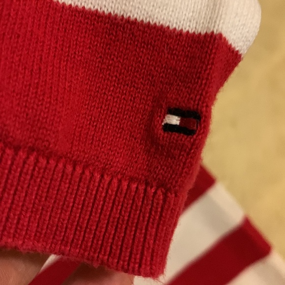 Tommy Hilfiger red white Striped v neck pullover sweater tunic S - Picture 14 of 14